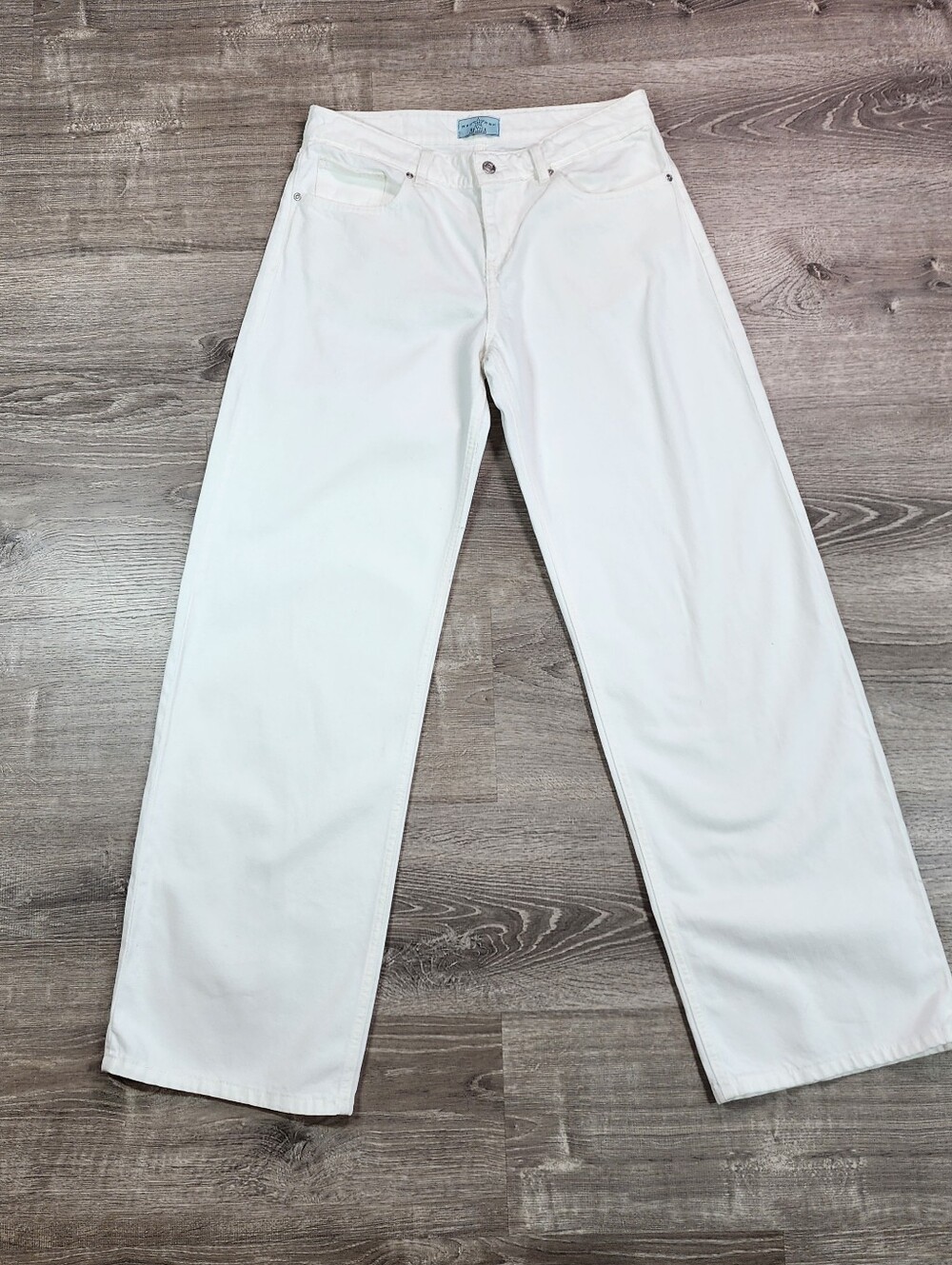 REVICE DENIM White Wide Leg Cotton Jeans Women's 28